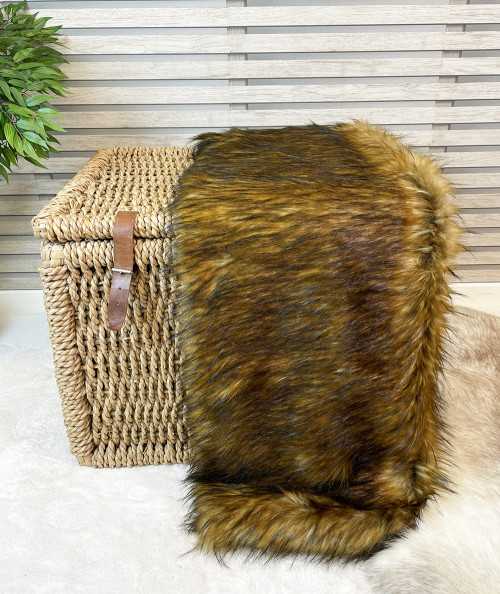Red Brown Faux Fur Bed Runner