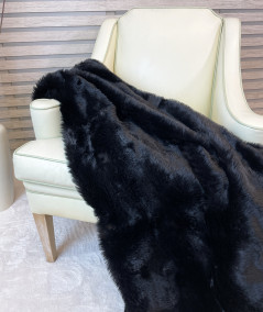 Plain Black Faux Fur Runner