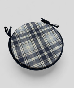 Blue Checked Circular Seat Pads