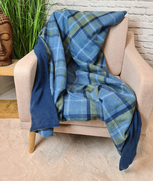 Blue Tartan Checked Throw