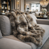 Plaid en fausse fourrure de loup gris | Grand plaid en fourrure de loup | Jetés de canapé