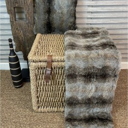 Plaid en fausse fourrure de loup gris | Grand plaid en fourrure de loup | Jetés de canapé