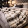 White Striped Fur Throw | Ashford White Faux Fur Throw | Faux Pelt Blanket
