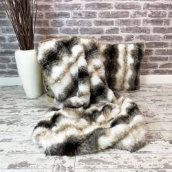 White Striped Fur Throw | Ashford White Faux Fur Throw | Faux Pelt Blanket