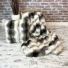 White Striped Fur Throw | Ashford White Faux Fur Throw | Faux Pelt Blanket