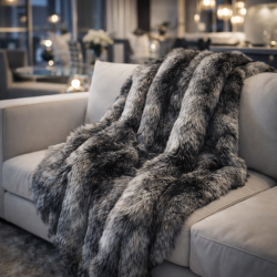 Black Striped Faux Fur Blanket | Ashford Black Faux Fur Throw