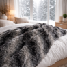 Couverture en fausse fourrure Black Wolf | Grand jeté de lit ou de canapé gris foncé
