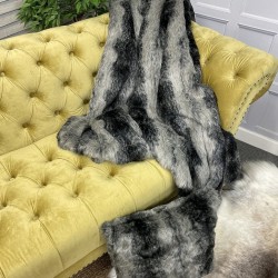 Black Striped Faux Fur Blanket | Ashford Black Faux Fur Throw