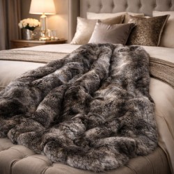 Dark Faux Fur Throw | Luxury Striped Fur Throw | Kensington