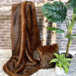 Fox Fur Faux Throw Blanket | Long Hair Brown Fur Throw | Tamarin