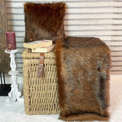Fox Fur Faux Throw Blanket | Long Hair Brown Fur Throw | Tamarin