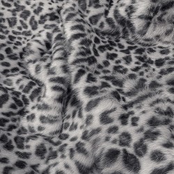 Plaid en fausse fourrure léopard gris | Grand plaid en fourrure | Jeté de lit animal
