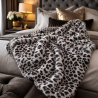 Leopard Print Faux Fur Throw | Animal Print Fur Throw | Grey Ocelot