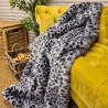 Grey Leopard Faux Fur Throw | Large Fur Throw | Animal Bed Throw