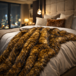 Red Panda Faux Fur Blanket | Synthetic Fur Blanket | Fake Fur Throws