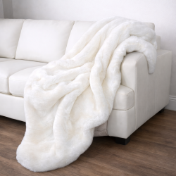 Cream Faux Fur Throw | Fake Fur Throw Chelsea Cream