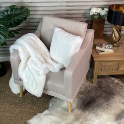 Cream Faux Fur Throw | Fake Fur Throw Chelsea Cream