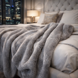 Luxury Taupe Fur Throw | Synthetic Fur Blanket | Chelsea Taupe
