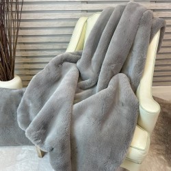 Richmond Taupe Fur Throw | Large Faux Fur Blanket | Taupe Bedspread