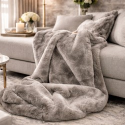 Luxury Taupe Fur Throw | Synthetic Fur Blanket | Chelsea Taupe
