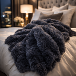 Grey Faux Fur Throw | Dark Faux Fur Throw | Chessington Grey