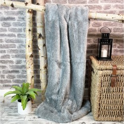 Light Grey Faux Fur Throw | Large Grey Sofa Throw | Aspen Grey