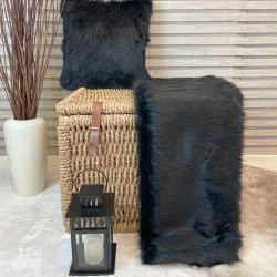 Couverture en fausse fourrure d'ours noir | Grand couvre-lit et couvertures en fausse fourrure noire