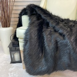 Couverture en fausse fourrure d'ours noir | Grand couvre-lit et couvertures en fausse fourrure noire