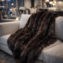 Hazelwood Fur Throw | Brown Faux Fur Blanket | Brown Bear Fur Throw