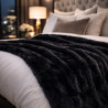 Black Fur Throw | Black Fake Faux Fur Throw | Midnight Black Throw