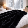 Black Fur Throw | Black Fake Faux Fur Throw | Midnight Black Throw