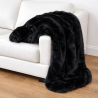 Black Fur Throw | Black Fake Faux Fur Throw | Midnight Black Throw