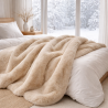 Couverture en fausse fourrure Richmond Almond | Grande couverture en fausse fourrure | Couvre-lit beige