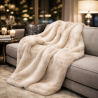 Couverture en fausse fourrure Richmond Almond | Grande couverture en fausse fourrure | Couvre-lit beige