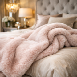 Pink Faux Fur Throw | Pink Fake Fur Throw | Chelsea Pink Bedspread