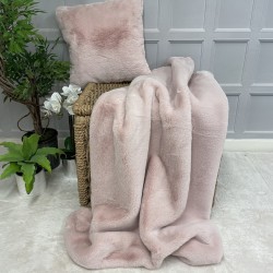 Jeté en fausse fourrure rose Richmond | Grande couverture en fausse fourrure | Couvre-lit rose pâle