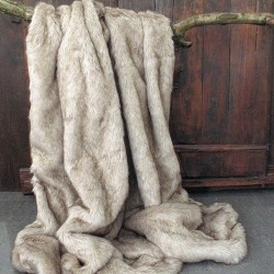 Beige Faux Fur Throw | Large Faux Fur Throw | Brunswick Fur Throw