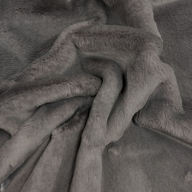 Couverture en fausse fourrure Richmond Graphite | Grande couverture en fausse fourrure | Couvre-lit gris