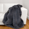 Couverture en fausse fourrure Richmond Graphite | Grande couverture en fausse fourrure | Couvre-lit gris
