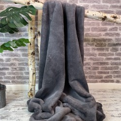 Gray Faux Fur Throw | Grey Fur Blanket | Chelsea Dark Grey Throw