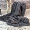 Gray Faux Fur Throw | Grey Fur Blanket | Chelsea Dark Grey Throw