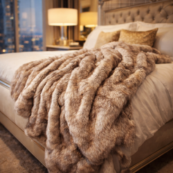 Groundhog Faux Fur Throw | Large Faux Fur Throws | Brown Sofa Throws