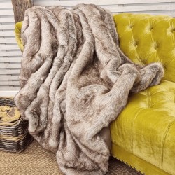 Groundhog Faux Fur Throw | Large Faux Fur Throws | Brown Sofa Throws