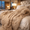Beige Faux Fur Throw | Bed Faux Fur Throw | Long Haired Fur Throw