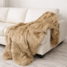 Plaid en fausse fourrure camel | Couvre-lit en fausse fourrure beige | Plaid en fourrure à poils longs