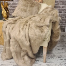 Plaid en fausse fourrure camel | Couvre-lit en fausse fourrure beige | Plaid en fourrure à poils longs