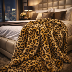 Leopard Print Faux Fur Throw | Animal Print Fur Throw | Leopard Throw