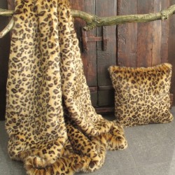 Plaid en fausse fourrure léopard doré | Plaid en fourrure léopard | Plaid imprimé animal