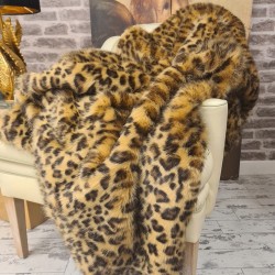 Golden Leopard Faux Fur Throw | Leopard Fur Throw | Animal Print Throw