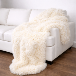 Angora Fur Blanket | Faux Sheepskin Throw | Cream Fur Throw
